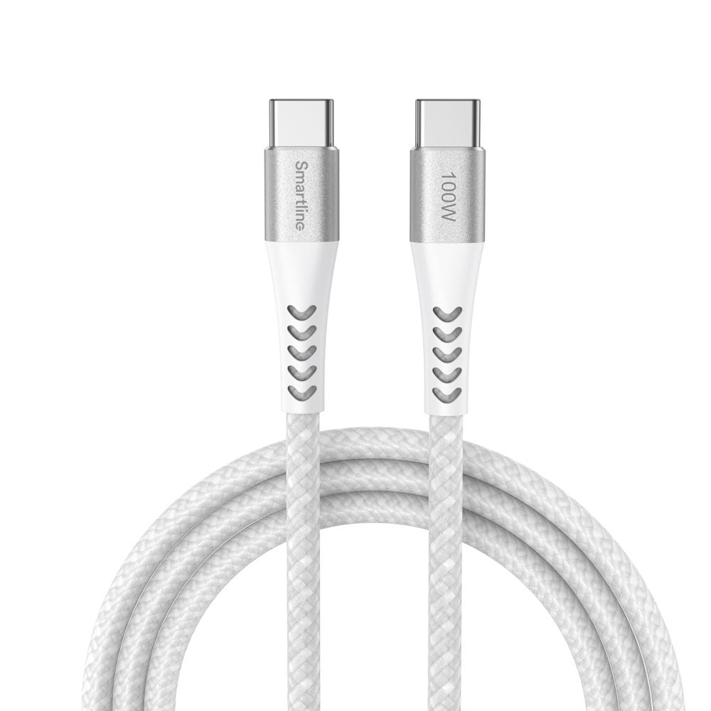 Smartline 100W USB-C til USB-C Opladerkabel - 2m - Hvid