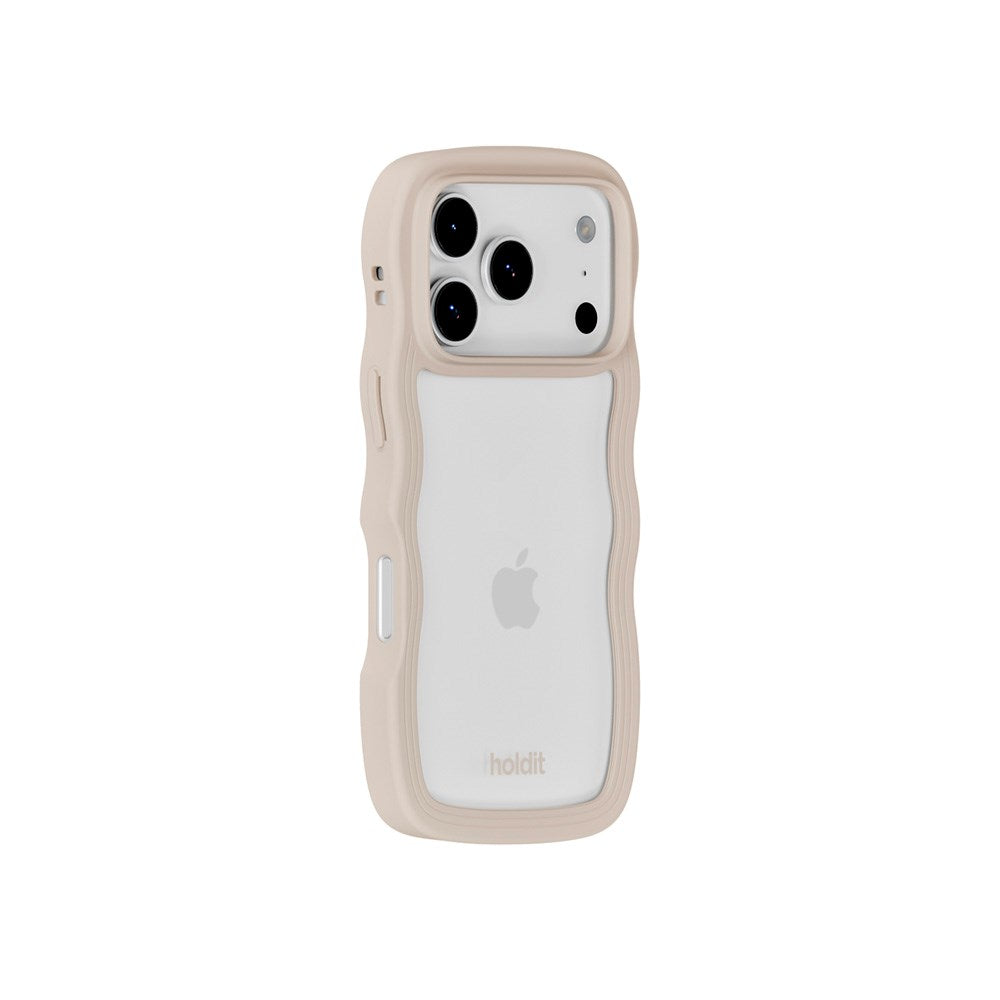 iPhone 17 Pro Holdit Wavy Cover - Light Beige / Transparent