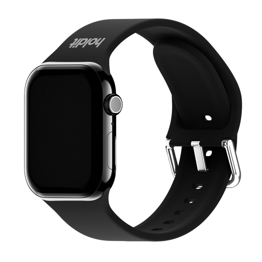 Apple Watch (38/40/SE/41/42mm) Holdit Silikone Rem m. Spændelukning - Black