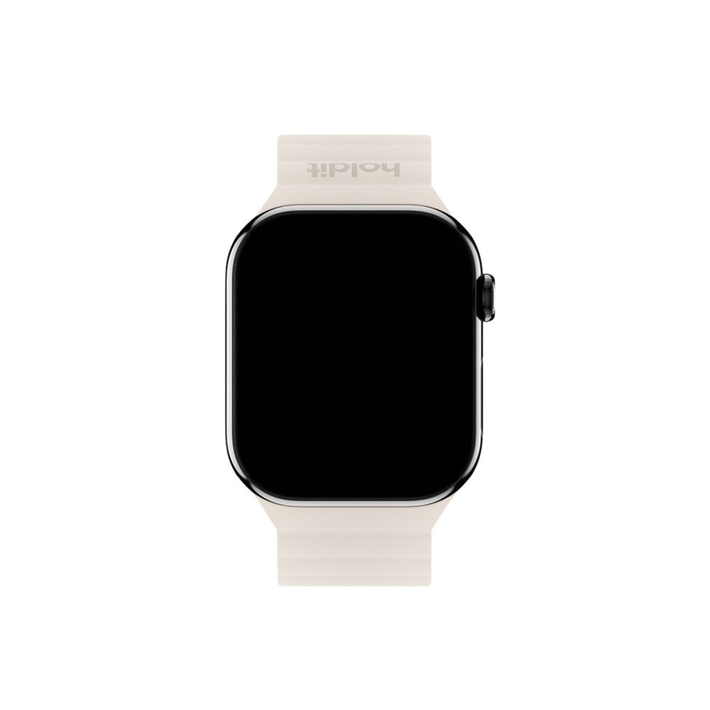 Apple Watch (42/44/SE/45/46/49mm) Holdit Silikone Rem m. Magnetlukning - Lys Beige / Beige