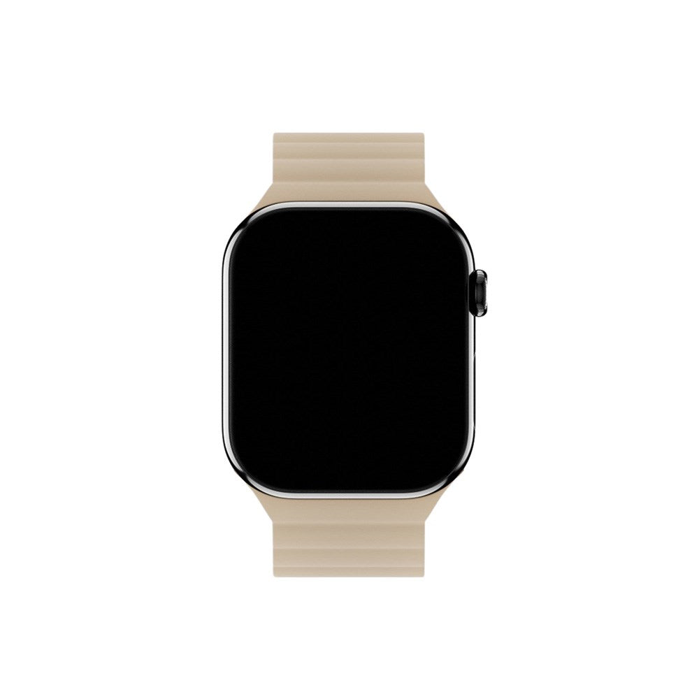 Apple Watch (42/44/SE/45/46/49mm) Holdit Silikone Rem m. Magnetlukning - Lys Beige / Beige
