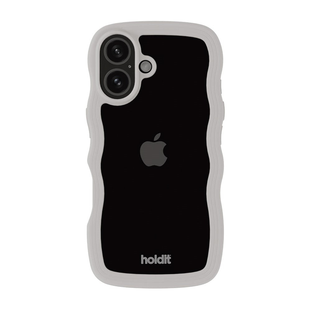 iPhone 16 Holdit Wavy Cover - Wool Grey / Transparent