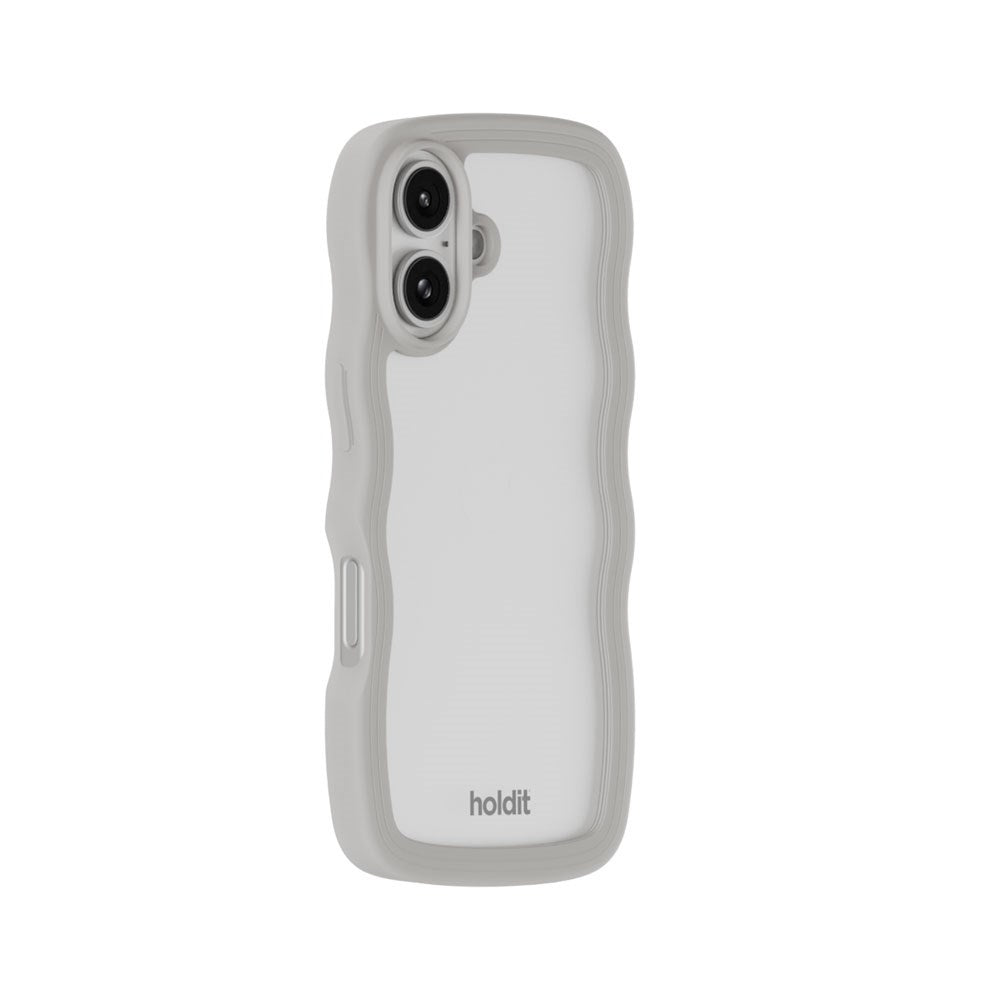 iPhone 16 Holdit Wavy Cover - Wool Grey / Transparent
