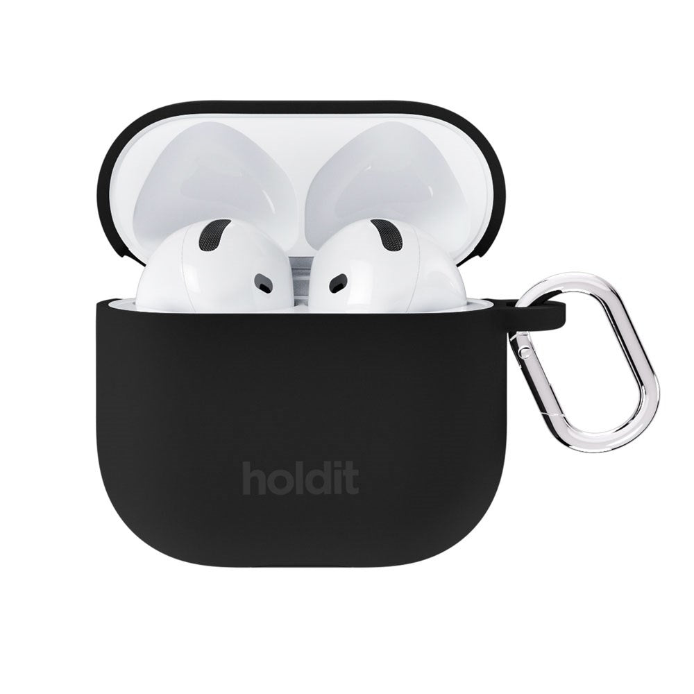 Apple AirPods (4. Gen.) Holdit Silicone Cover m. Karabinhage - Black