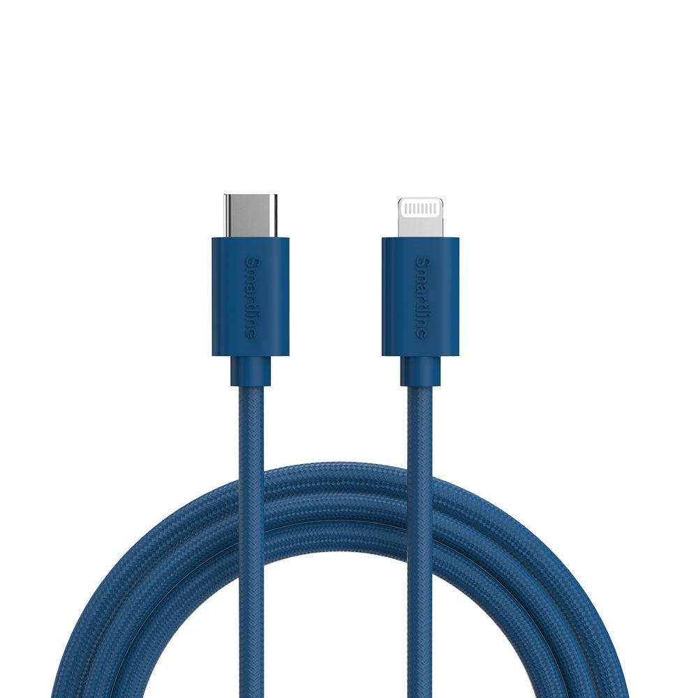 Smartline (3A/27W) USB-C til Lightning Ladekabel - 2 Meter - Mørkeblå