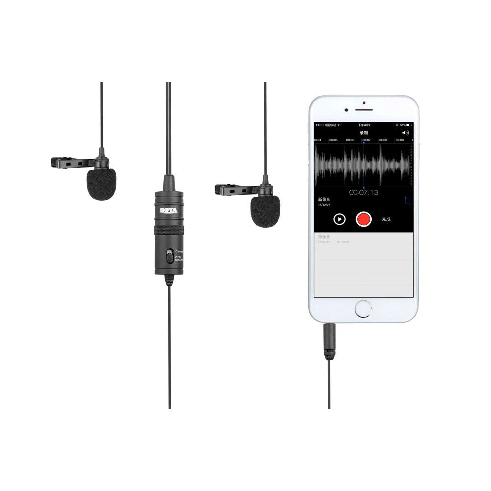 BOYA BY-M1DM Dobbelt Mikrofon - 3.5mm Minijack - 4m - Sort