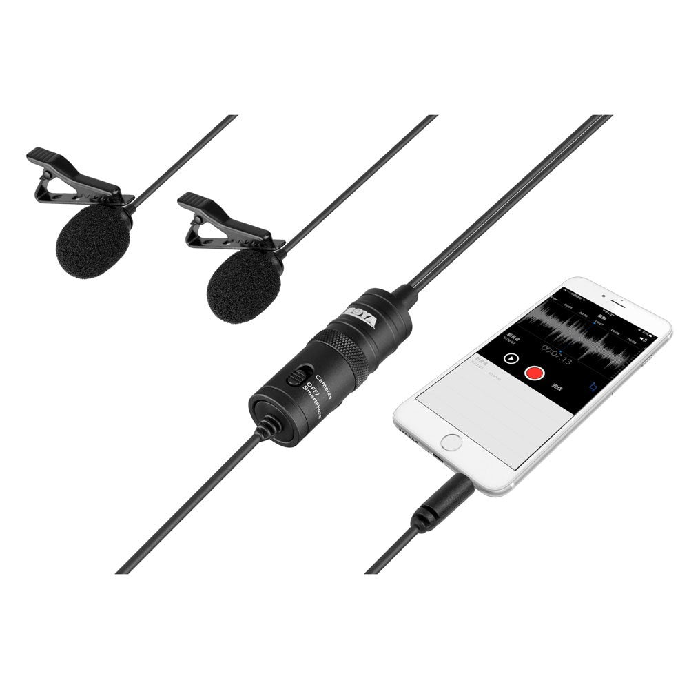 BOYA BY-M1DM Dobbelt Mikrofon - 3.5mm Minijack - 4m - Sort