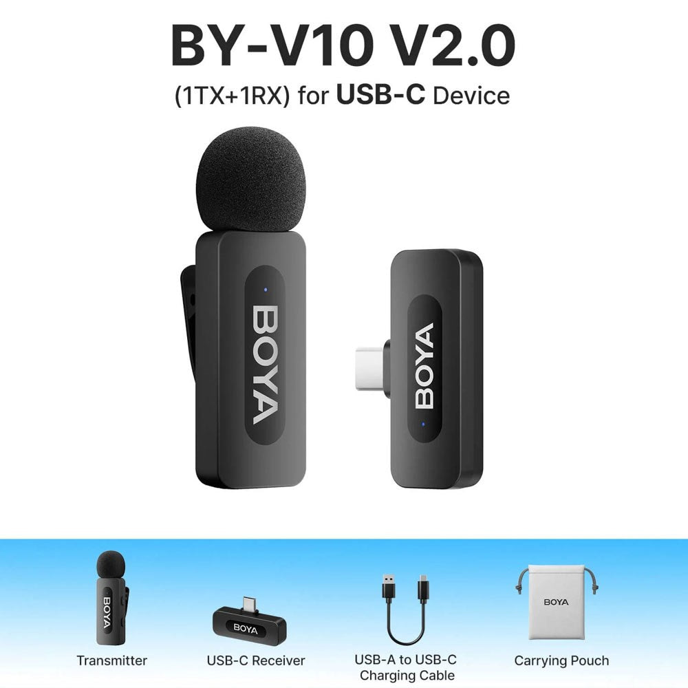 BOYA BY-V10 Trådløs Mikrofon - USB-C - Sort