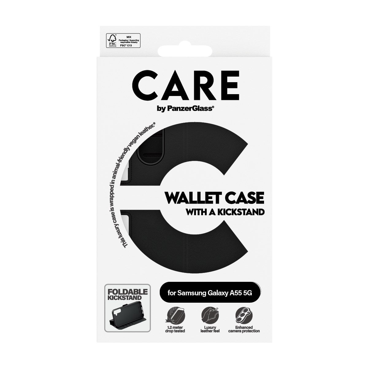 CARE by PanzerGlass Samsung Galaxy A55 (5G) Feature Wallet Case m. Kickstand - Sort