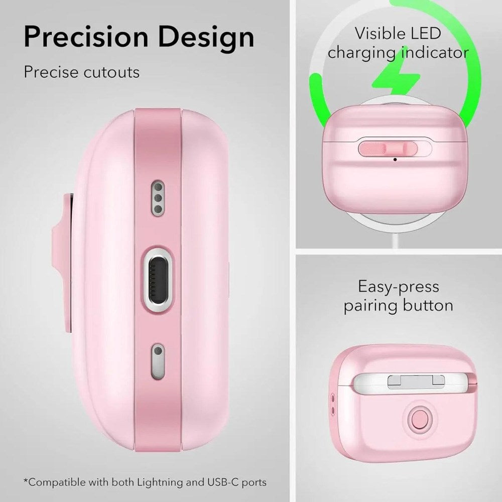 AirPods Pro (1. & 2. Gen.) ESR HaloLock Pulse Case - MagSafe Kompatibel - Lyserød