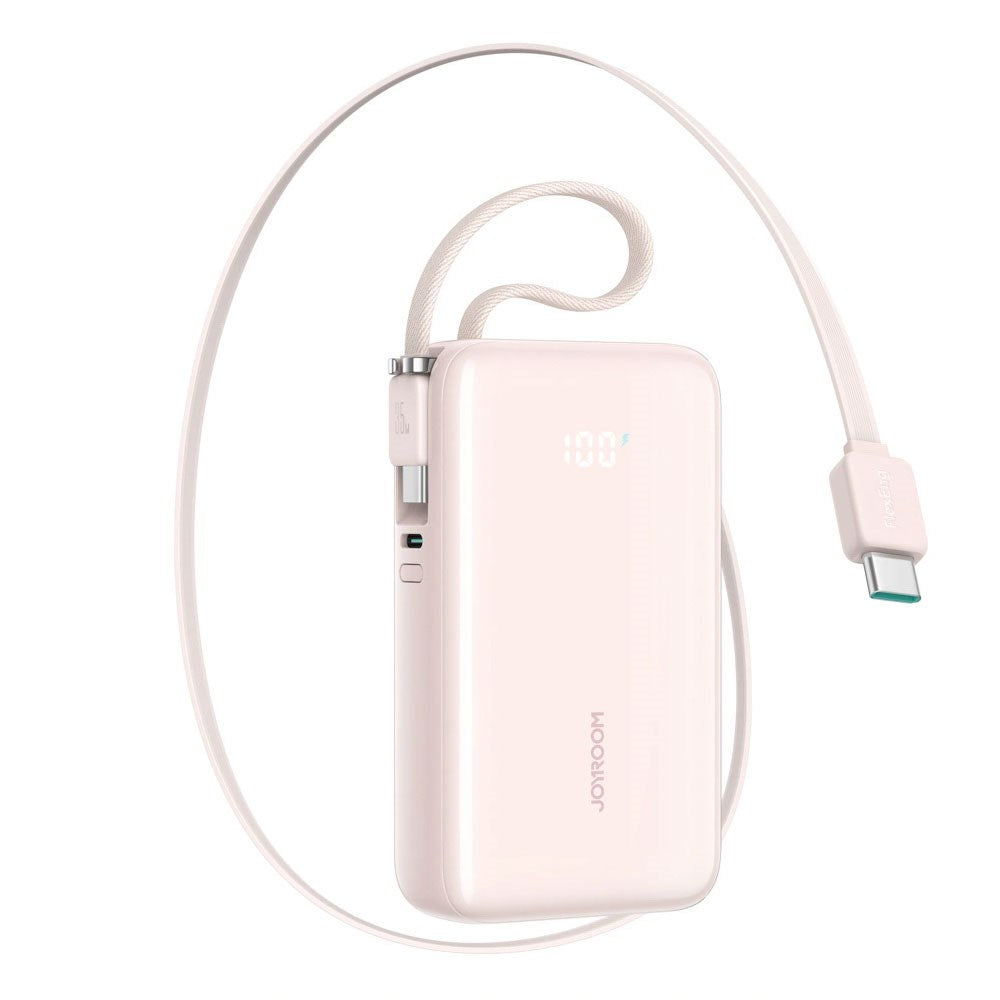 Joyroom JR-PR2 PowerBank m. 2x USB-C Kabel - 35W / 10.000 mAh - Lyserød