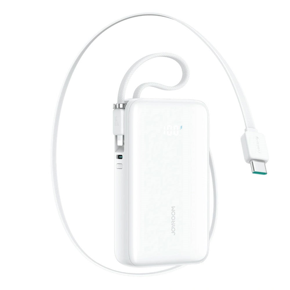 Joyroom JR-PR2L PowerBank m. USB-C Kabel & Lightning Kabel - 35W / 10.000 mAh - Hvid