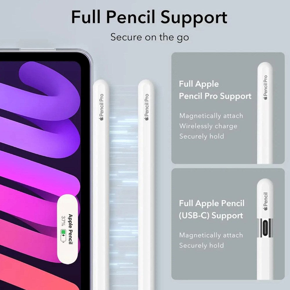 iPad Mini (2024 / 2021) ESR Hybrid Cover m. Ståfunktion - Gennemsigtig / Grå