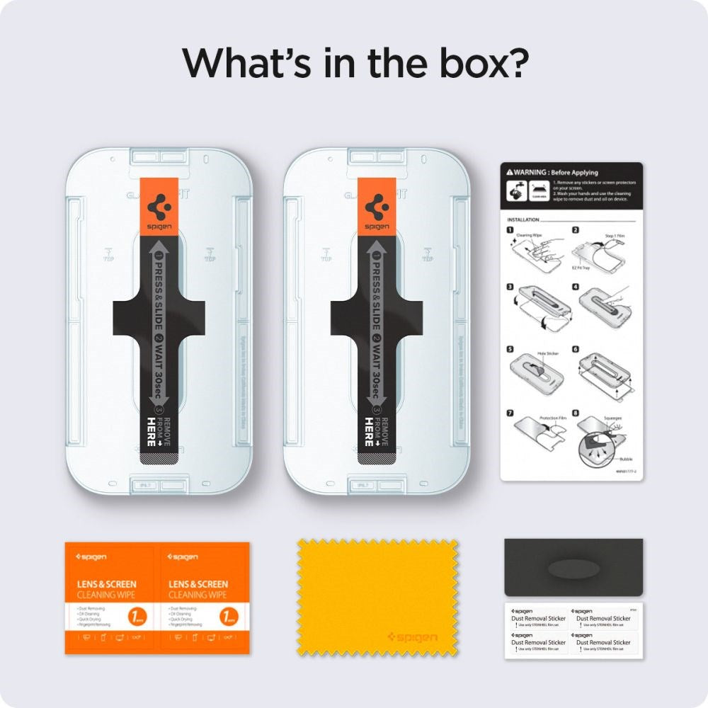 iPhone 16e / 14 / 13 / 13 Pro Spigen EZ Fit Glas.tR Skærmbeskyttelse 2. Stk - Case Friendly - Gennemsigtig