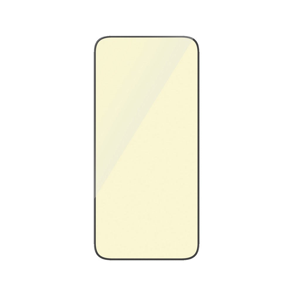 iPhone 15 Plus / 16 Plus PanzerGlass Ultra Wide Fit Beskyttelsesglas m. EasyAligner - Anti-Reflective - Anti-Blue Light - Diamond Strength - Gennemsigtig / Sort Kant