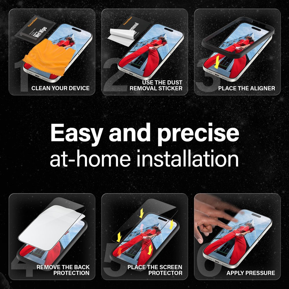 iPhone 15 / 16 PanzerGlass Ultra Wide Fit Ceramic Beskyttelsesglas m. EasyAligner - Sort Kant