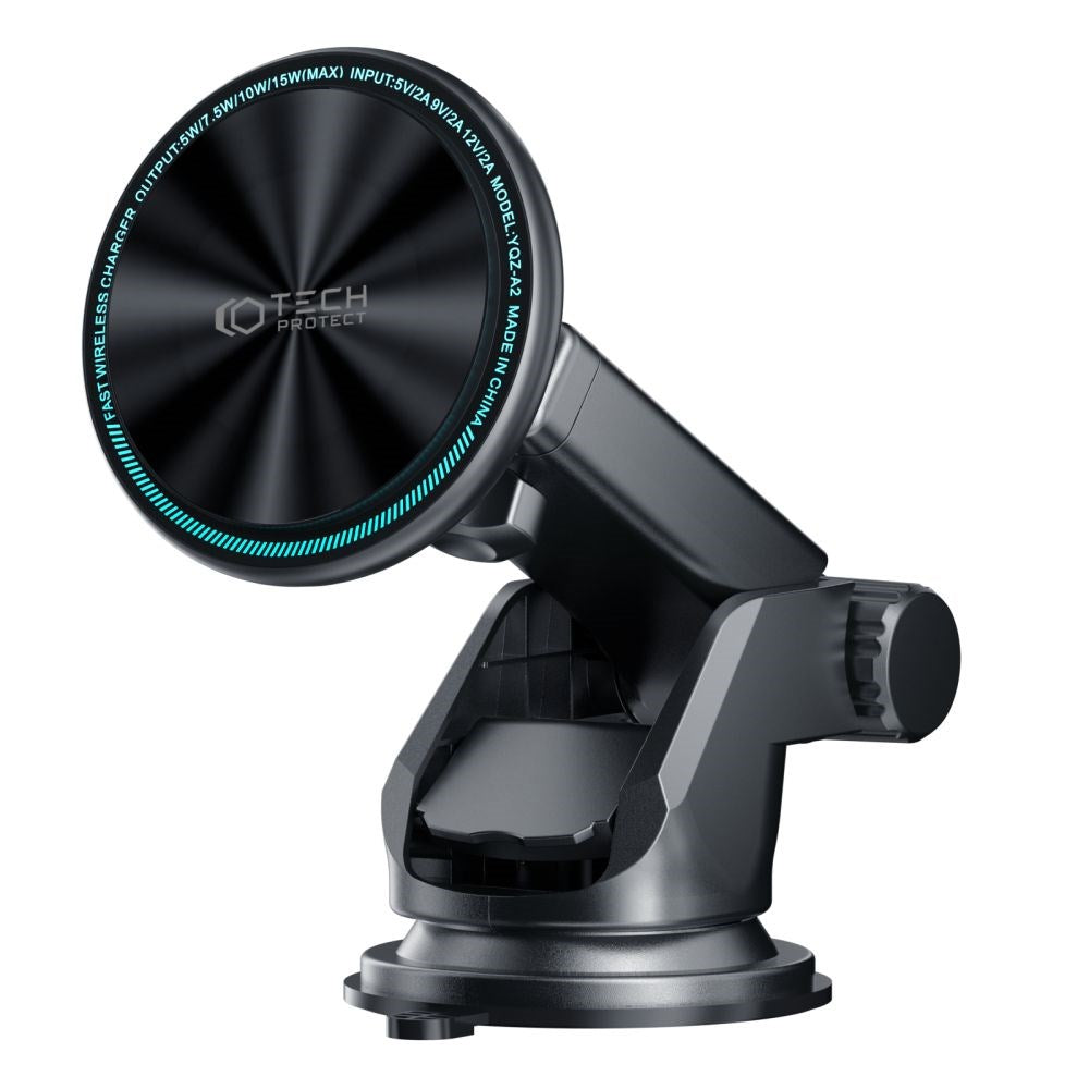 Tech-Protect A2 Magnetisk Bilholder m. Trådløs Opladning 15W - MagSafe Kompatibel - Sort