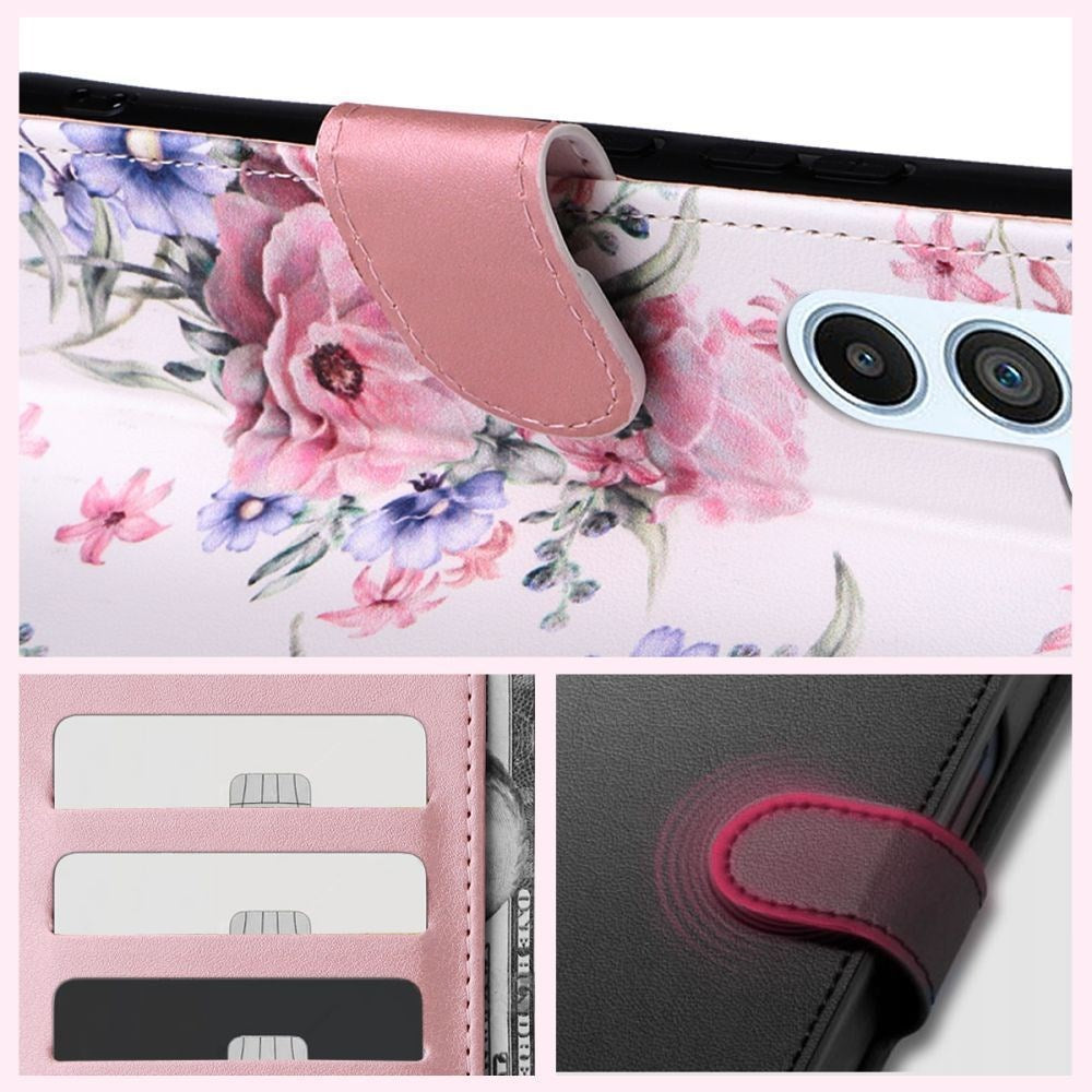 Xiaomi Poco C65 / Redmi 13C Tech-Protect Flip Wallet m. Pung - Blossom Flower
