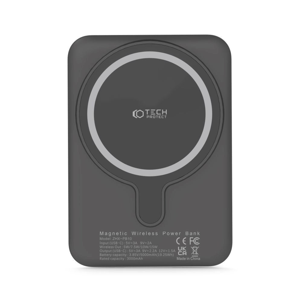 Tech-Protect LifeMag Trådløs Powerbank 5000 mAh - MagSafe Kompatibel - Sort