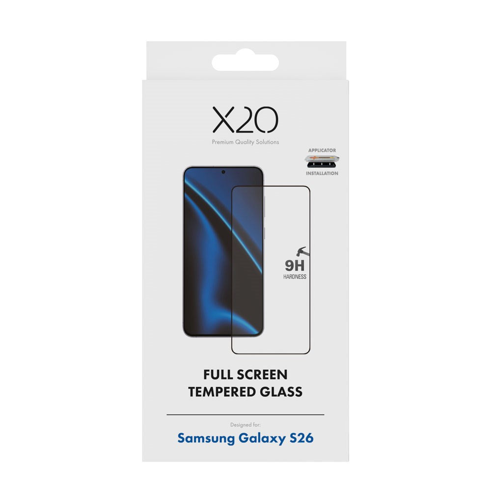 X2O Samsung Galaxy S26 9H Hærdet Skærmbeskyttelsesglas - Full Fit - Gennemsigtig