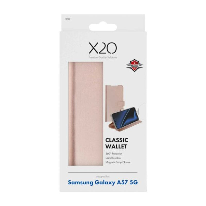 Samsung Galaxy A57 X2O Classic Wallet Flip Cover m. Kortholder & Ståfunktion - Rose Gold