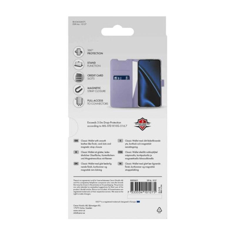 Samsung Galaxy A57 X2O Classic Wallet Flip Cover m. Kortholder & Ståfunktion - Lilla