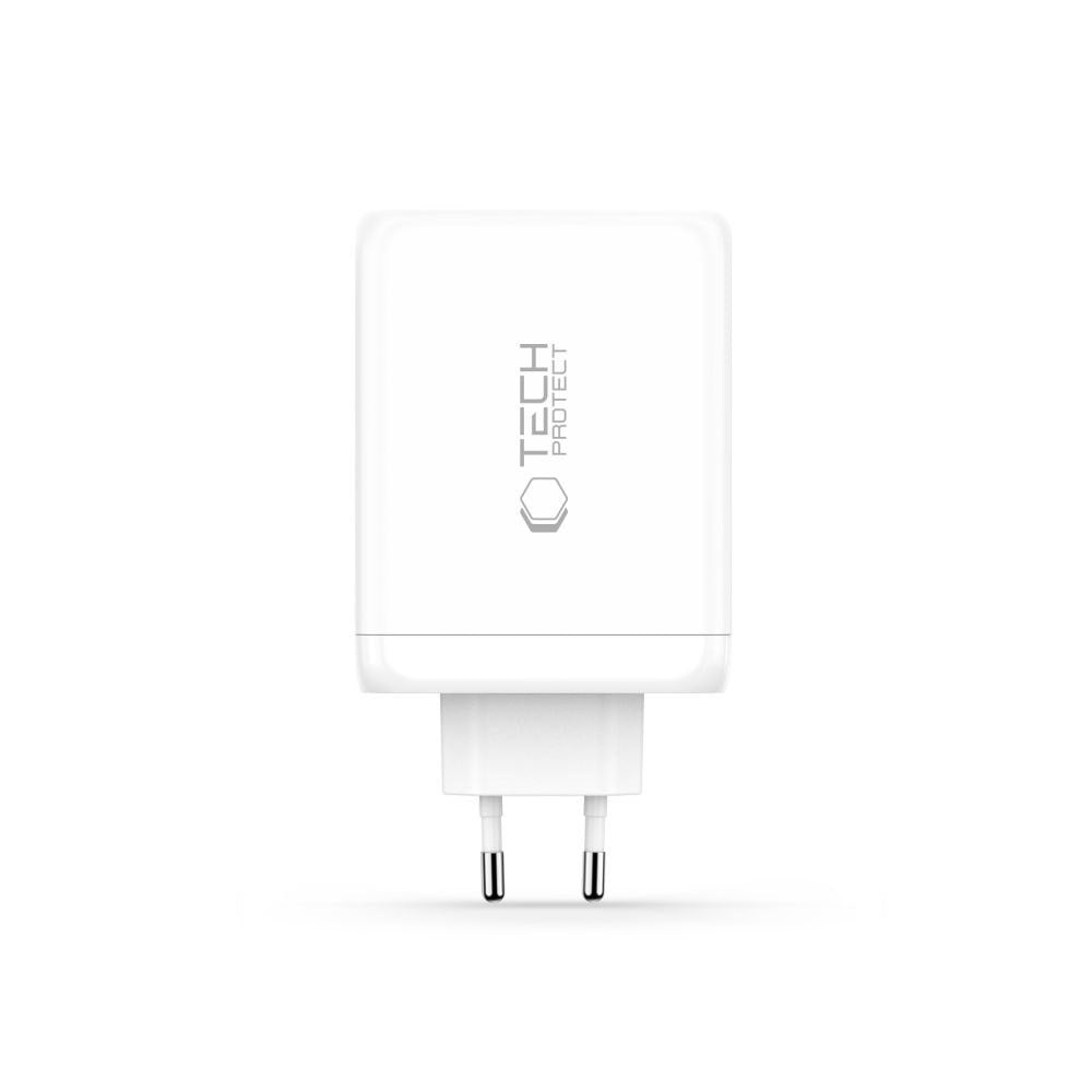 Tech-Protect Vægoplader m. 3x USB-C / 1x USB-A - 200W - Hvid