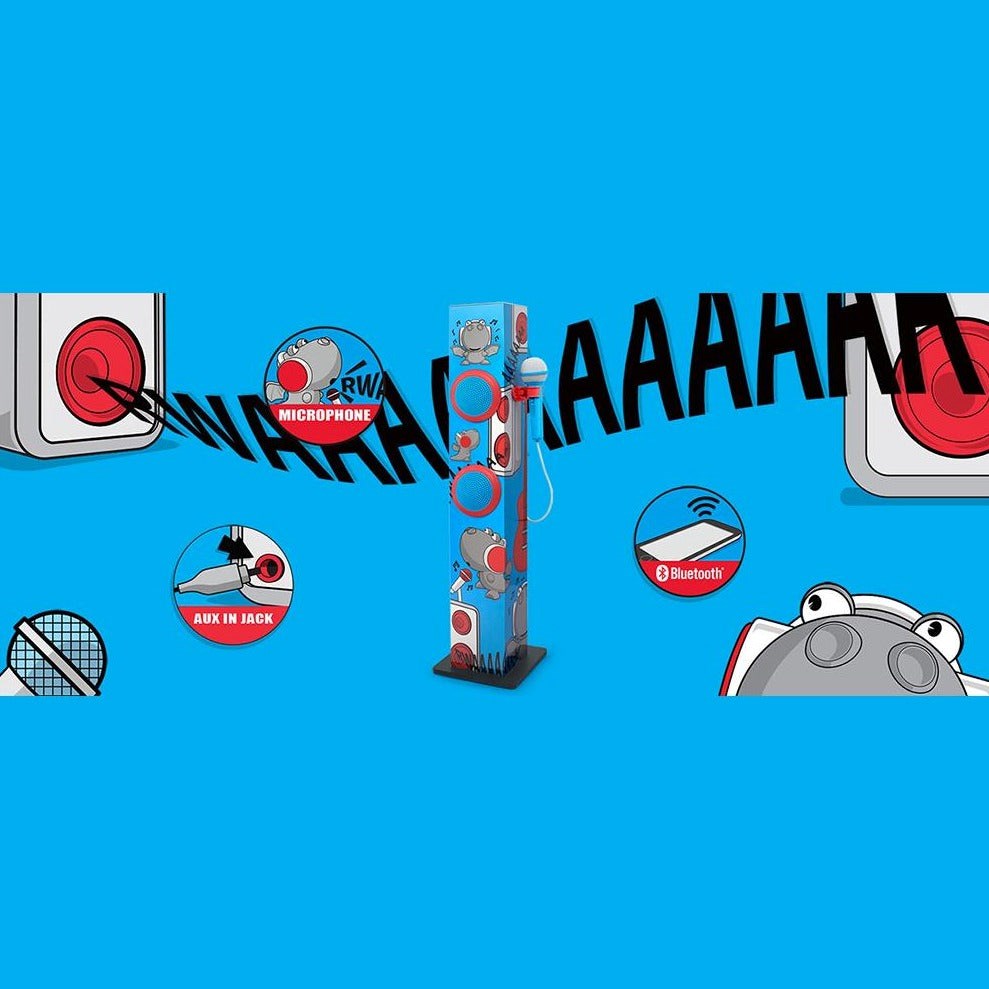 MUSE bluetooth Karaoketårn til Børn m. Mikrofon - Rød & Blå Drage