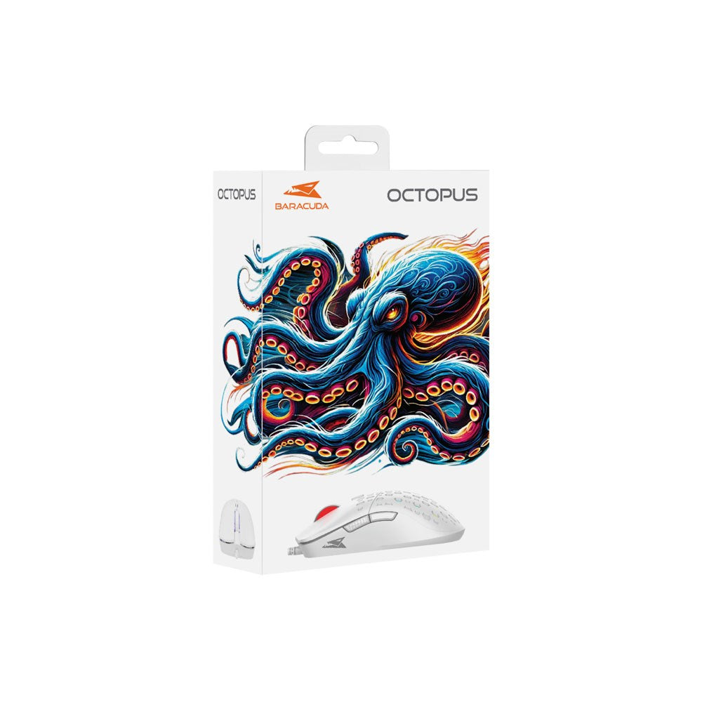 Baracuda OCTOPUS 6D / 3600 DPI Gaming Mus - Hvid