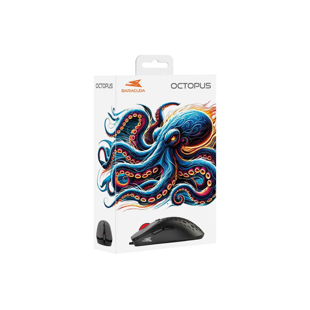 Baracuda OCTOPUS 6D / 3600 DPI Gaming Mus - Sort