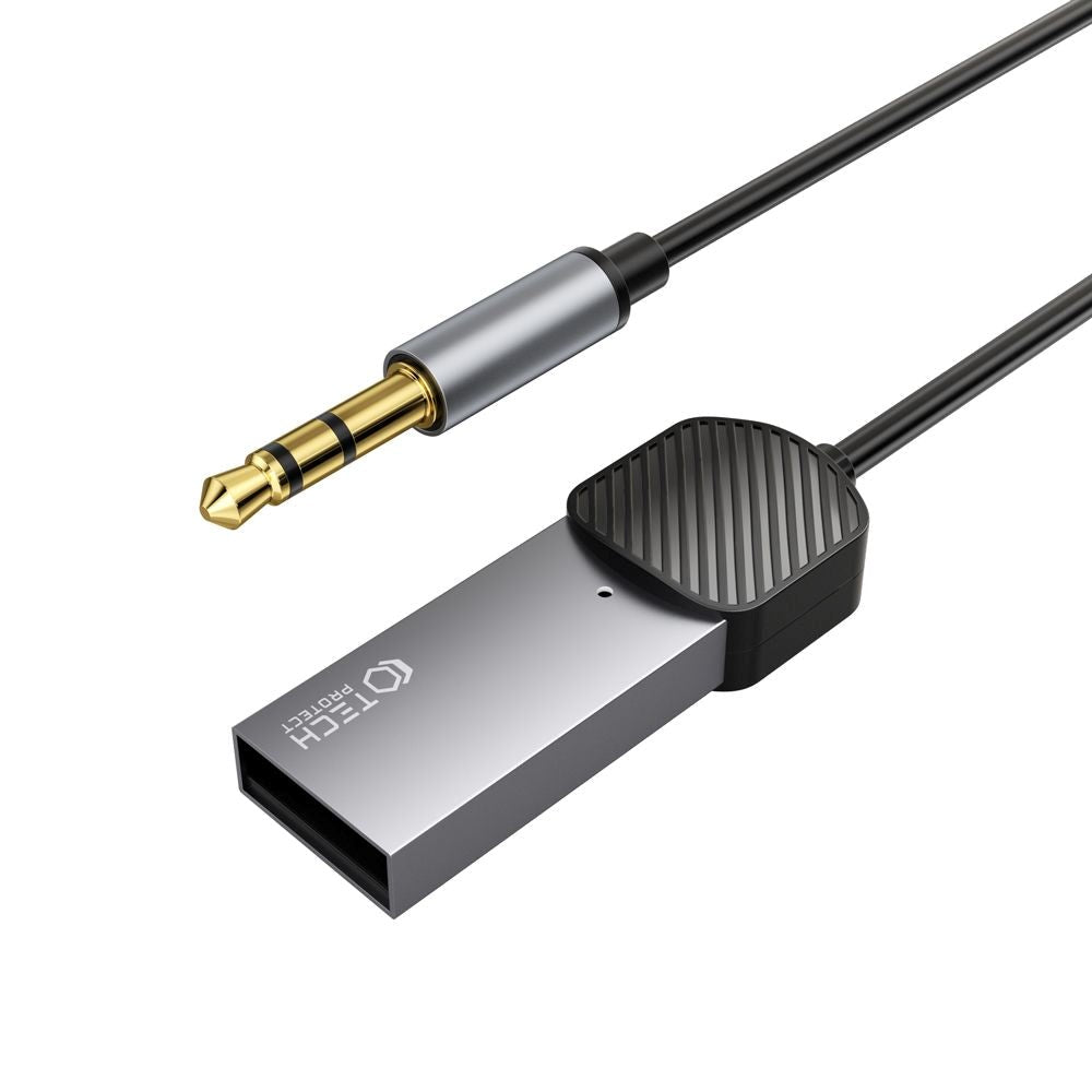 Tech-Protect Ultraboost USB til AUX Kabel m. Bluetooth - 1m - Grå