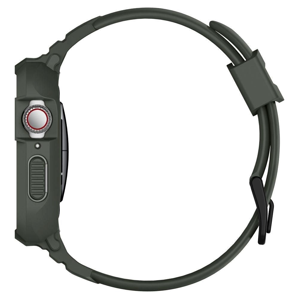 Spigen Rugged Armor Apple Watch 4/5/6/SE (44mm)Gummi Cover & Rem - Grøn