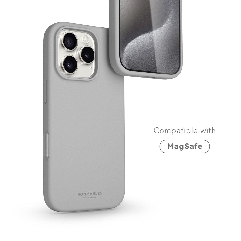 Vonmählen iPhone 16 Pro Eco Silikone Bagside Cover - MagSafe Kompatibel - Light Grey