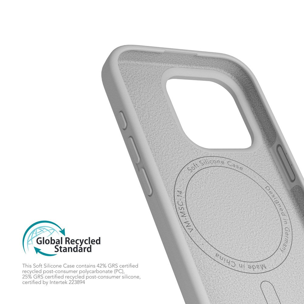 Vonmählen iPhone 16 Pro Eco Silikone Bagside Cover - MagSafe Kompatibel - Light Grey