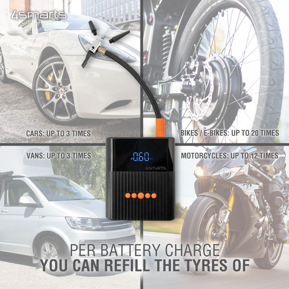 4smarts PitStop+ 8800mAh Powerbank - inkl. Kompressor & Lygte - Sort