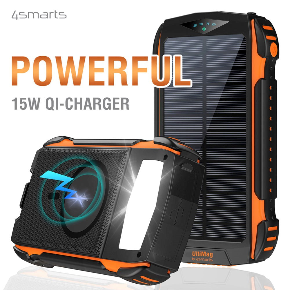 4smarts Titanpack UltiMag 20W Powerbank 20.000mAh m. Solcelle - USB-C & 2 x USB-A - MagSafe Kompatibel - Sort