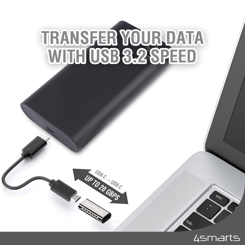 4Smarts USB-C til USB-C Vinklet Adaptersæt - 4 stk. - Sort