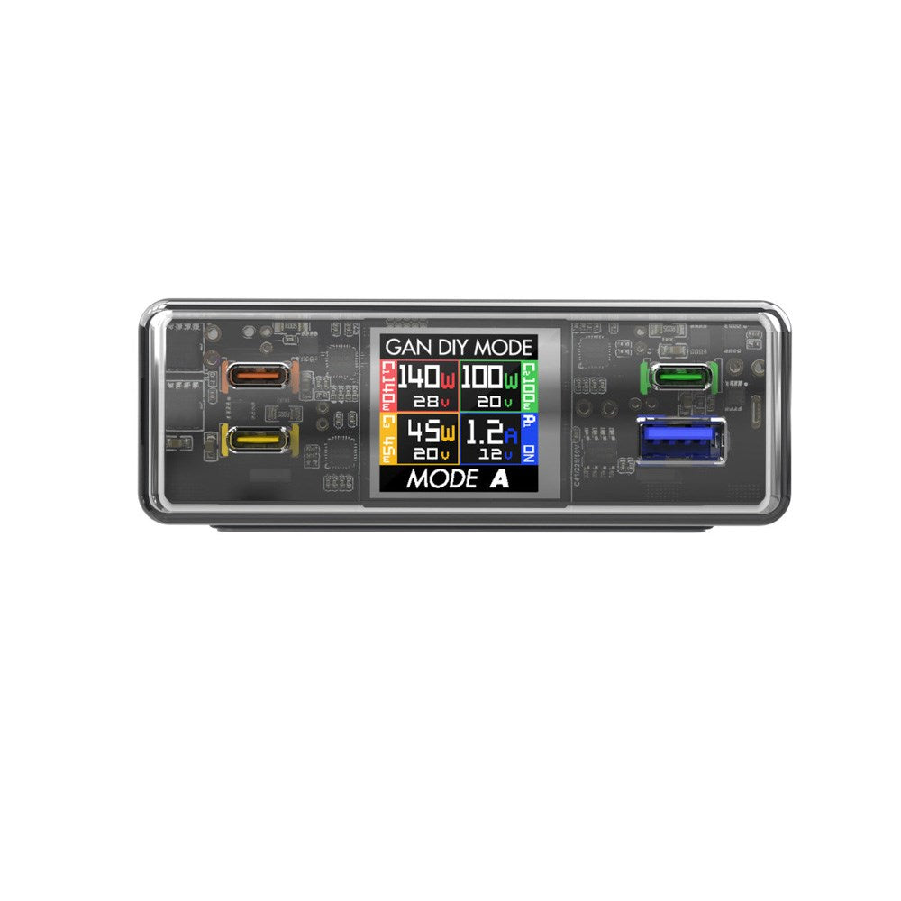 Bordoplader - 300W / 3x USB-C & 1x USB-A - 4smarts Lucid GaN DIY Mode - Grå