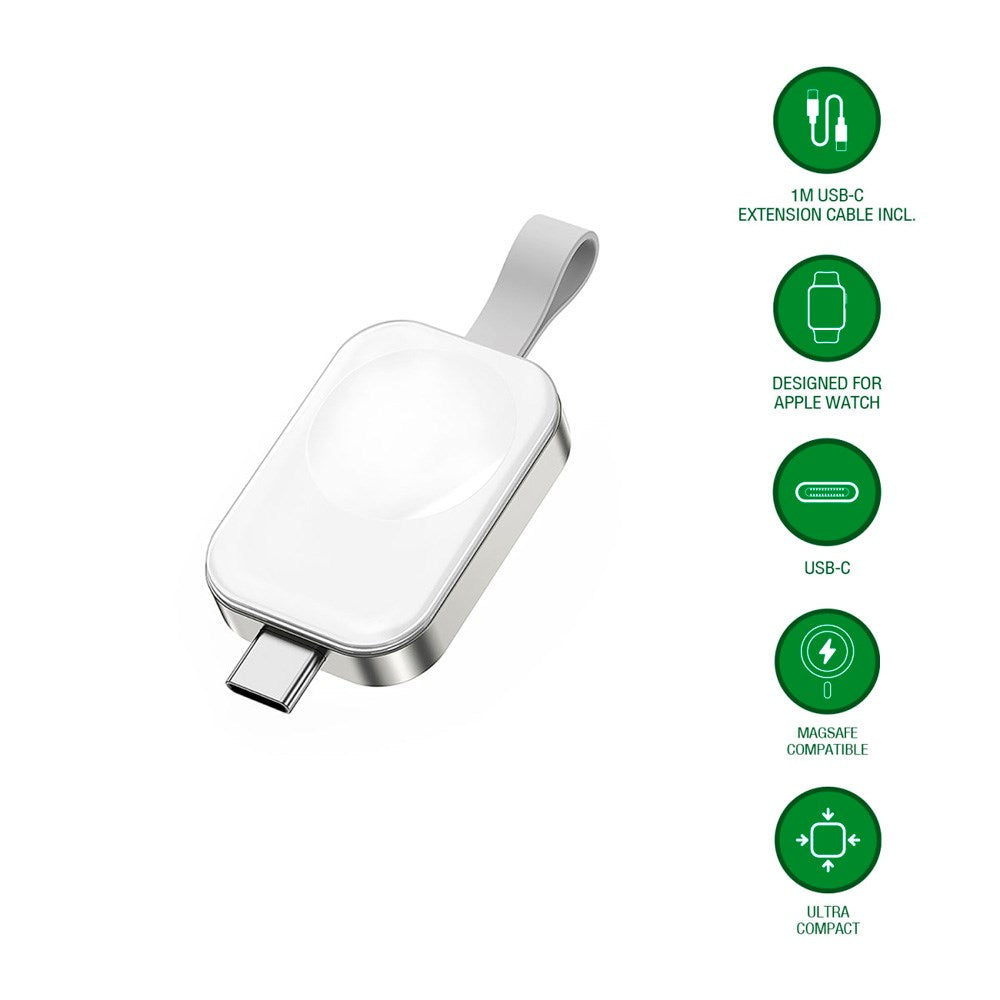 Trådløs Oplader - 4smarts - Apple Watch - USB-C - Hvid