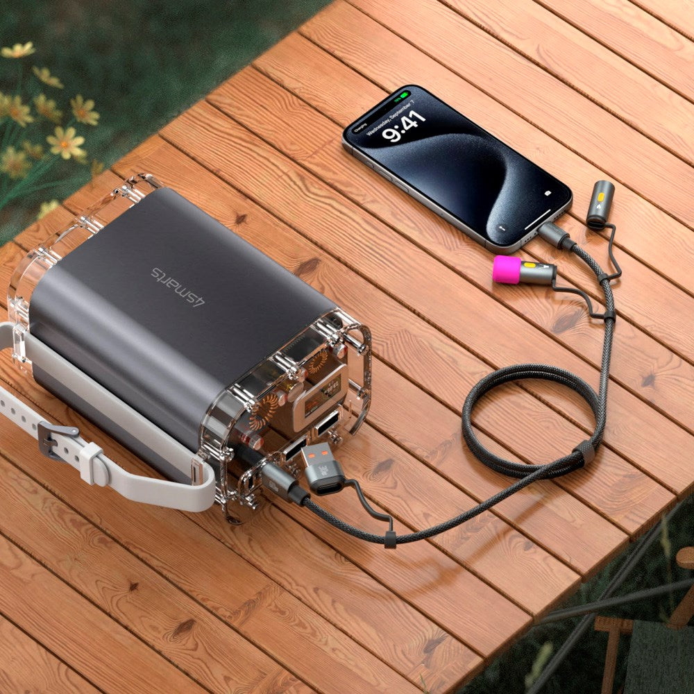 4-i-1 USB-C Outdoor Kabelsæt - 4smarts - 60W / 1m - Sort
