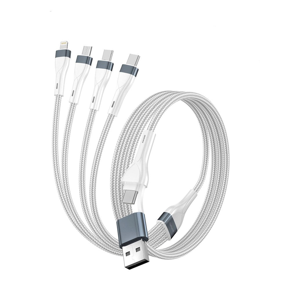 4-i-2 Multiopladningskabel - 4smarts - USB-C / USB-A / Lightning / Micro USB - 25cm - Hvid