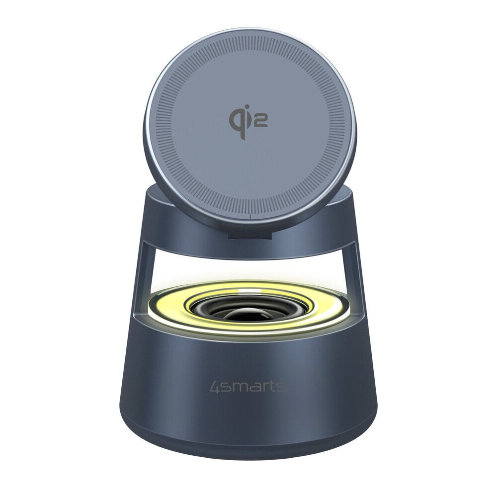 4smarts 3-i-1 Trådløs Oplader - Indbygget Lys / Bluetooth - Smartphone / Smartwatch / AirPods - MagSafe / Qi2 Kompatibel - Grå