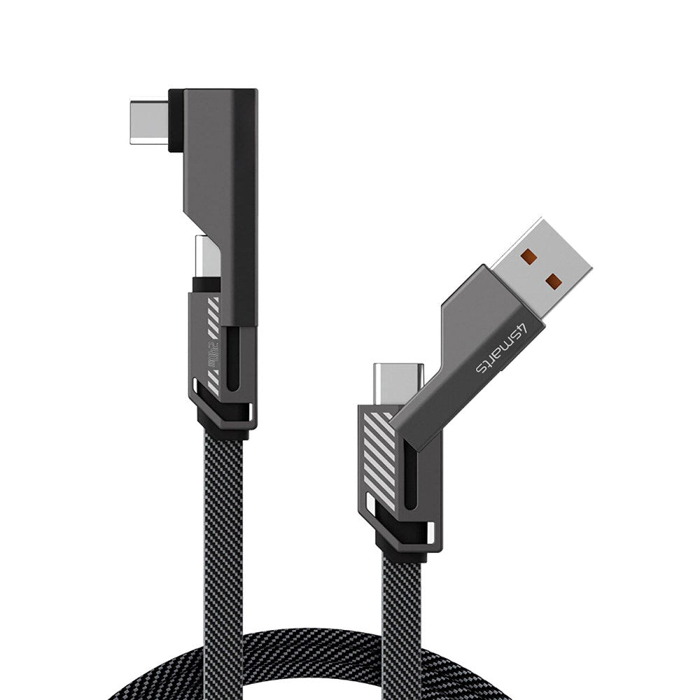 4smarts - ComboCord 2-i-1 Retvinklet Kabel 240W - 1.5m - Grå