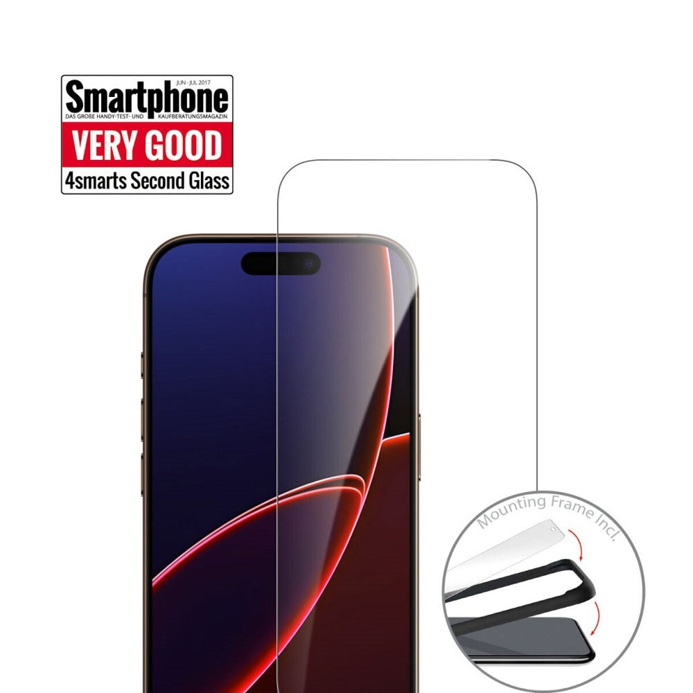 4Smarts iPhone 17 Pro Max Second Glass Hærdet Glas m. Monteringsramme - Case Friendly - Gennemsigtig