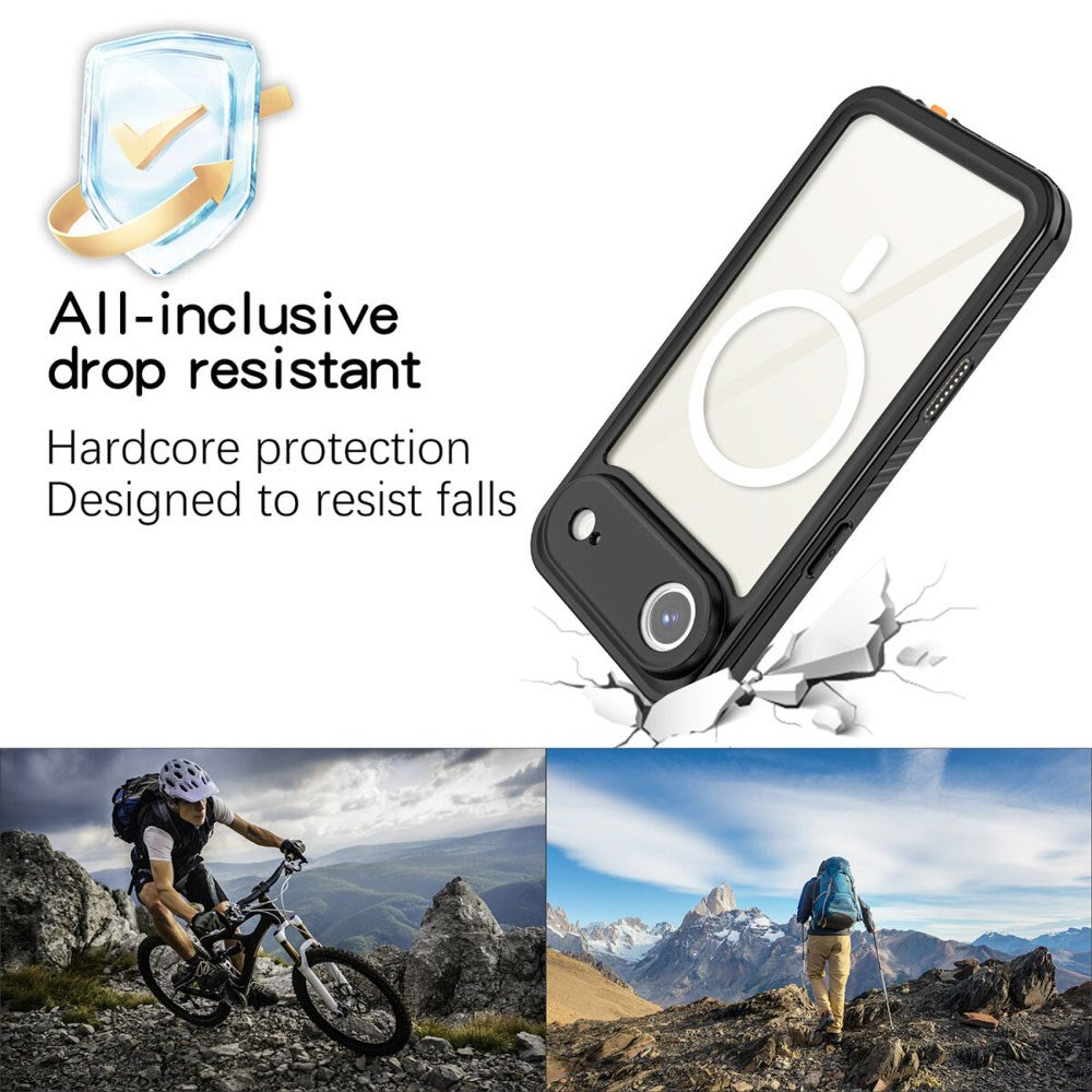 iPhone Air 4Smarts Vandtæt All Around Cover - MagSafe Kompatibel - Gennemsigtig / Sort