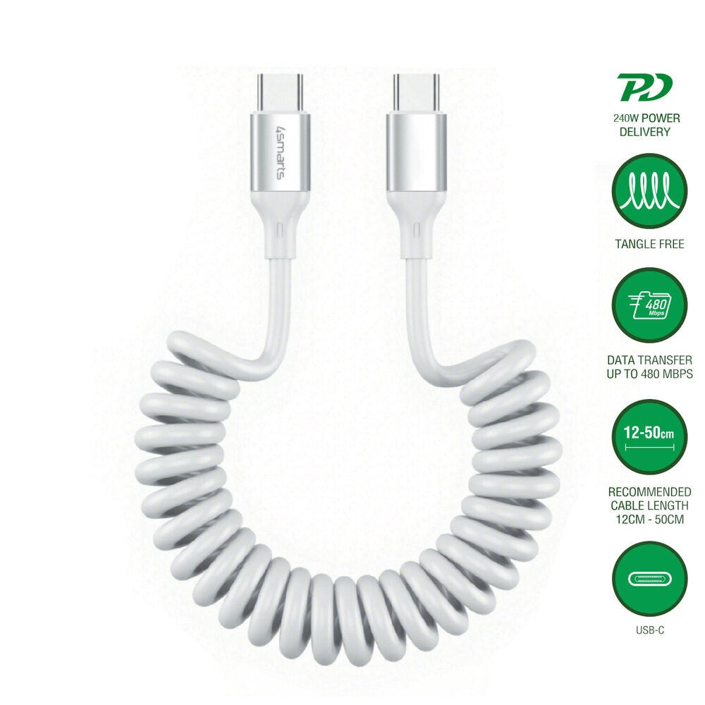 4smarts USB-C til USB-C Kabel - 240W - 50cm - Hvid