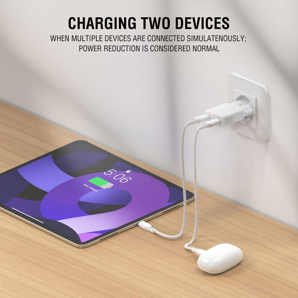 4smarts PDPlug Slim 30W Vægoplader - 2 x USB-C - Hvid