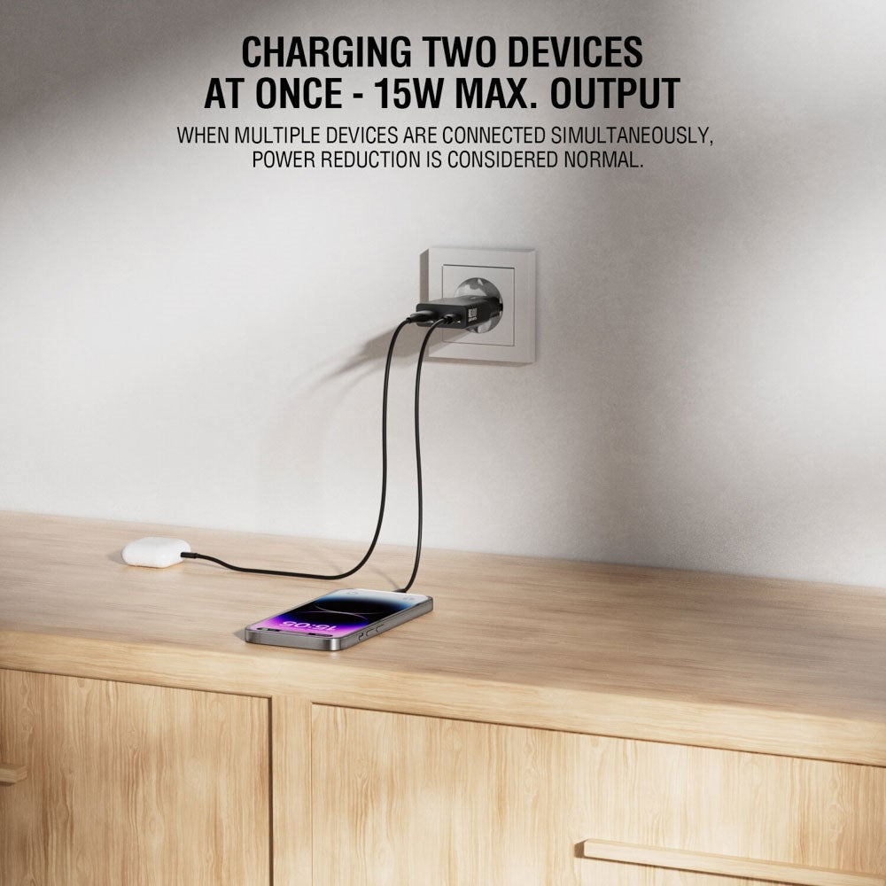 4smarts PDPlug Slim 30W Vægoplader - 1 x USB-C 1 x USB-A - Sort