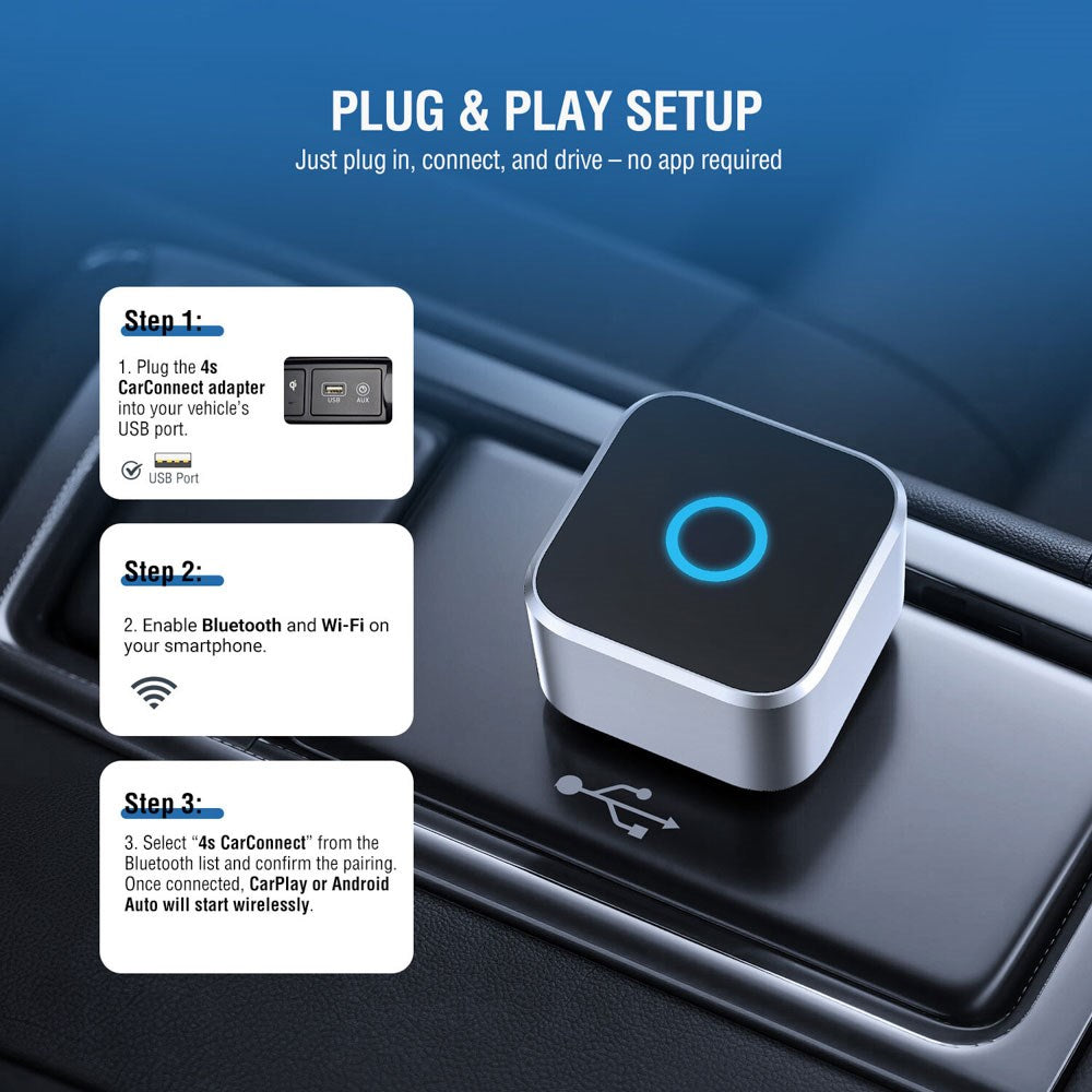 4smarts Trådløs Adapter - Apple CarPlay & Android Auto - Sølv
