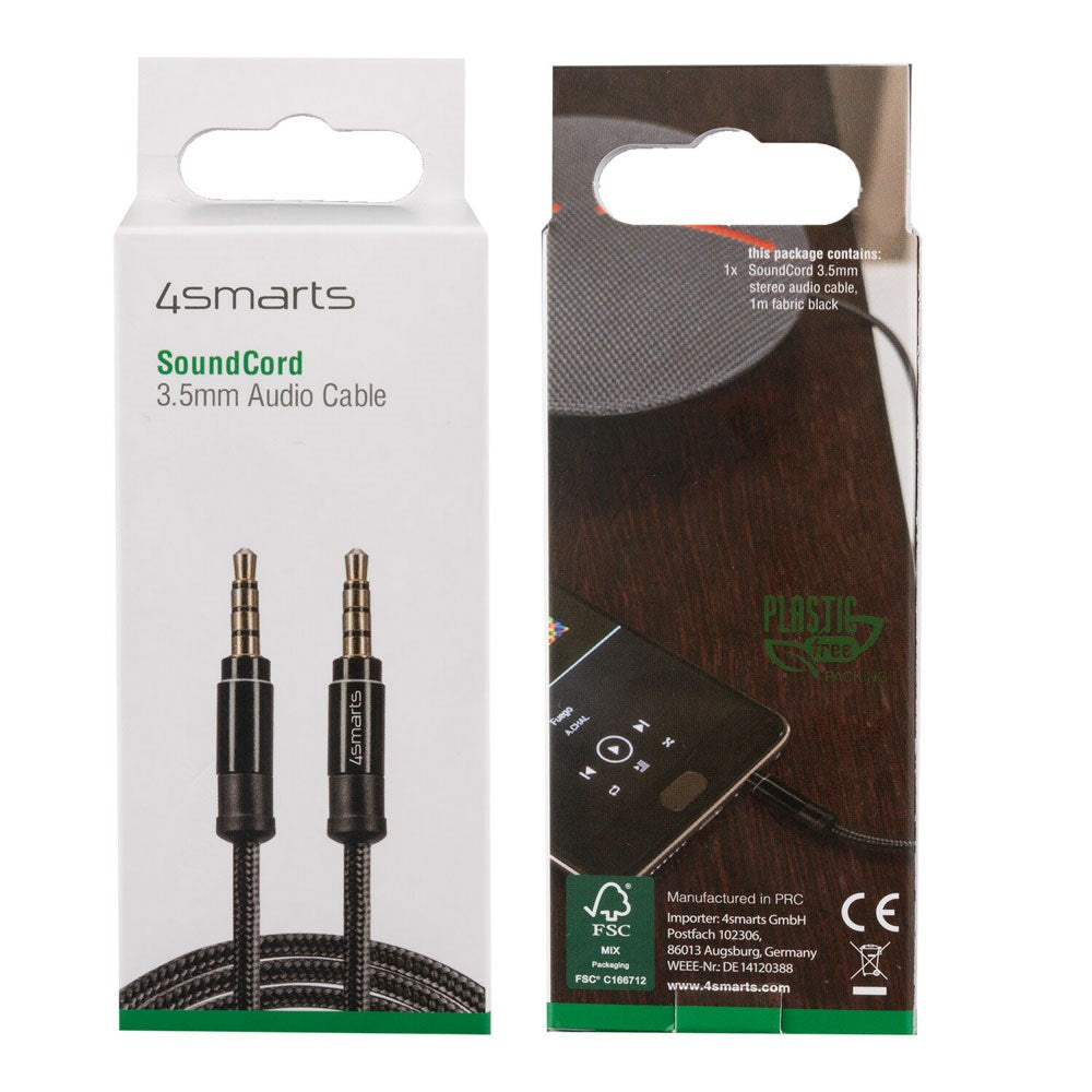 4smarts SoundCord Minijack Lyd Kabel 3.5mm - 1m - Sort